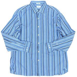 EUC Men's J. CREW Cotton Striped Dress Shirt Blue | Size L (16-16.5)